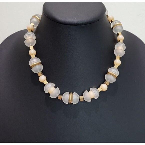 Napier Crystal Ice Collection (Rare Tan Color) Bead Necklace 18" - Picture 6 of 6